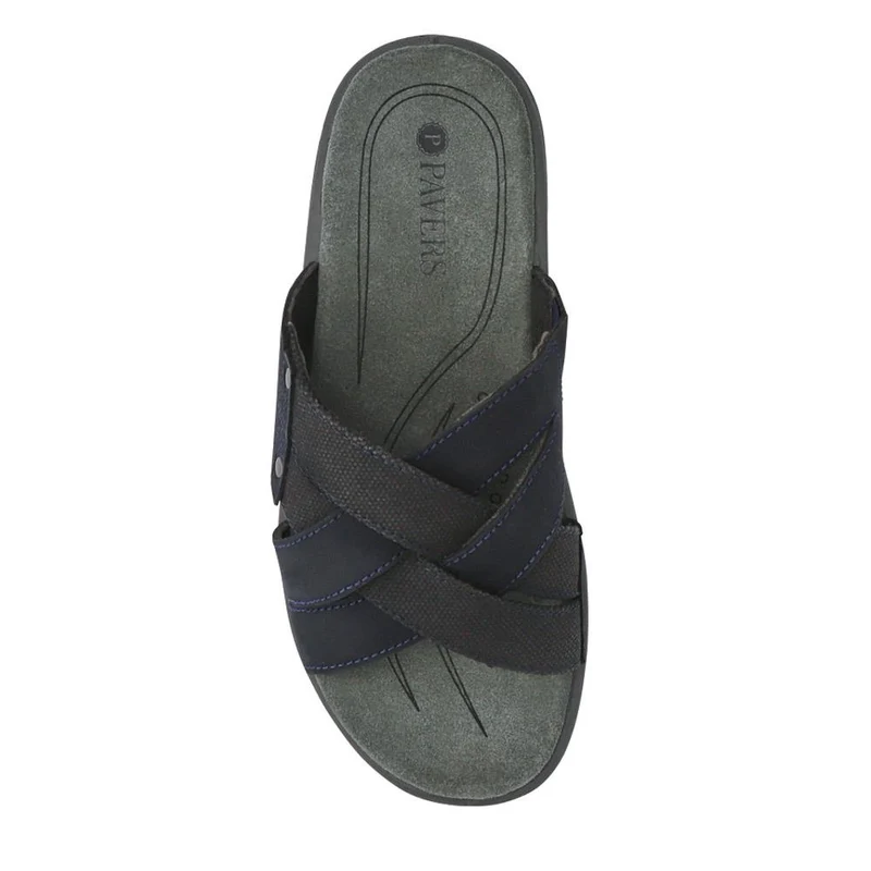 Men's Leather Mules - DDIN41007 / 327 062 - Navy